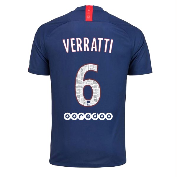 Camiseta Paris Saint Germain NO.6 Verratti Replica Primera Ropa 2019/20 Azul